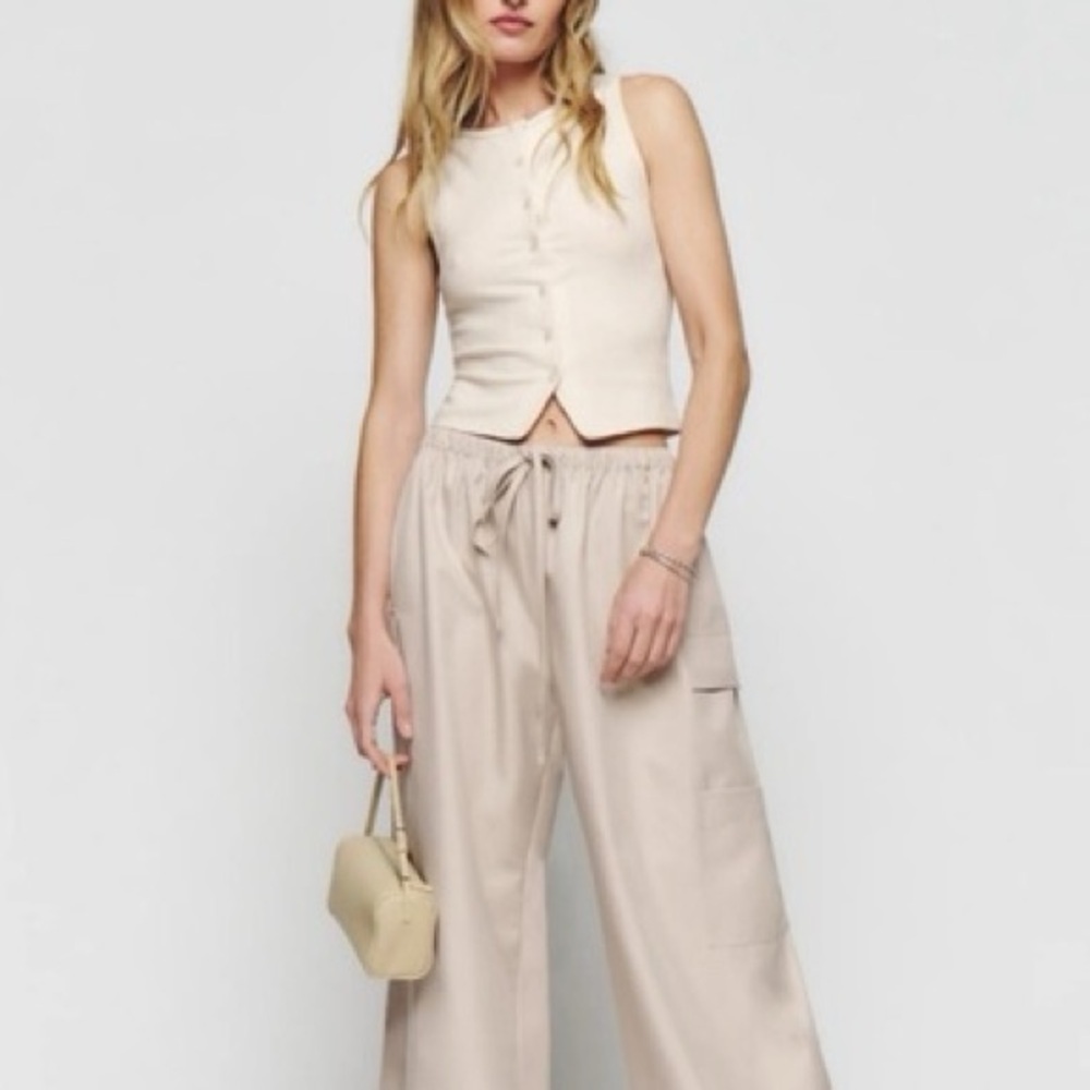 Reformation Soft Cream Ribbed Button Tank - Picture 8 of 8